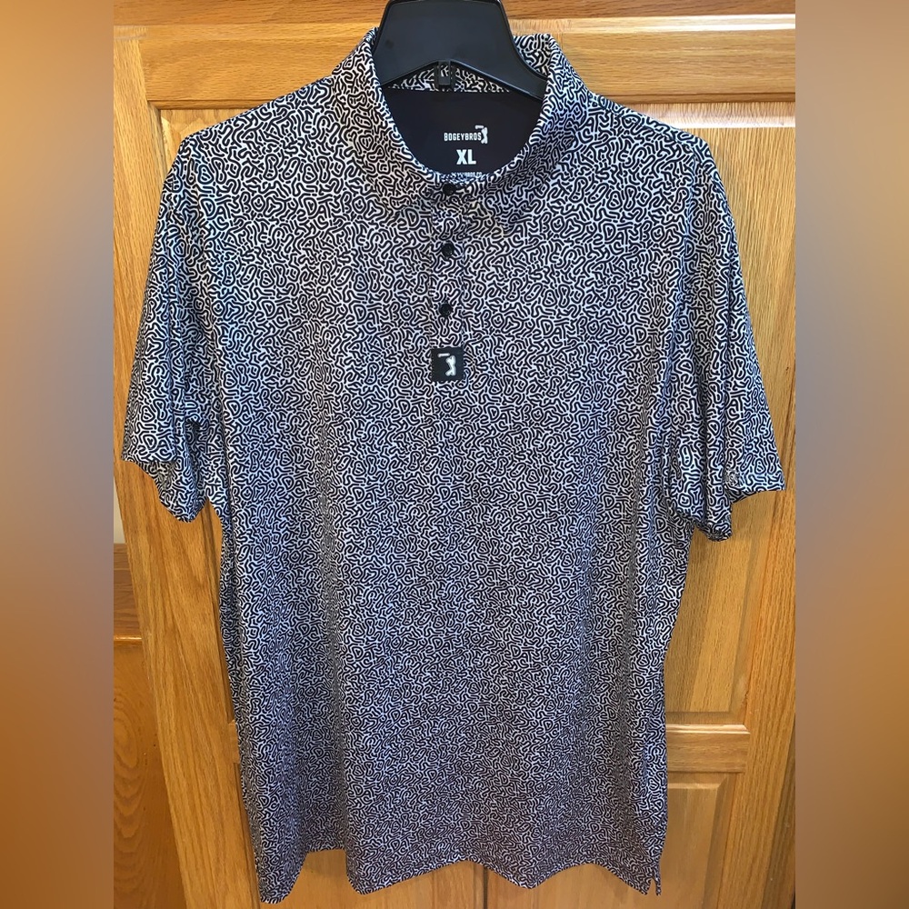 Bogey Bros Hidden Words Polo Shirt Men's XLarge Golf Performance Short Sleeve